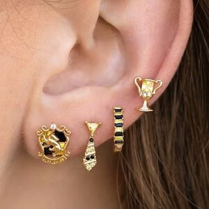 Harry Potter Hufflepuff Earrings | Yellow Badger Hogwarts Jewelry